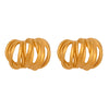 Wholesale Women's Geometric Ferris Wheel Cshaped Stainless Steel Electroplated Multilayered Line Wrapped Earrings