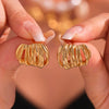 Wholesale Women's Geometric Ferris Wheel Cshaped Stainless Steel Electroplated Multilayered Line Wrapped Earrings