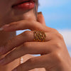 Wholesale Women's Geometric Ferris Wheel Exaggerated Wide Irregular Branchshaped Stainless Steel Goldplated Ring