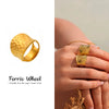 Wholesale Women's Geometric Ferris Wheel Hammered Wide Open Adjustable Ring Stainless Steel 18K Gold Plated