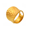 Wholesale Women's Geometric Ferris Wheel Hammered Wide Open Adjustable Ring Stainless Steel 18K Gold Plated