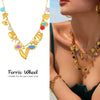 Wholesale Women's Geometric Ferris Wheel Heart Enamel Multiaccessory Necklace 18K Gold Plated Stainless Steel And Titanium Steel