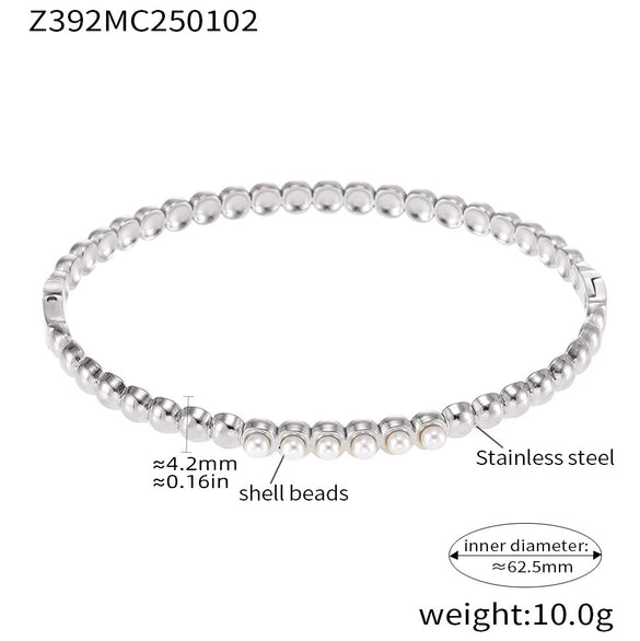 Wholesale Women's Geometric Ferris Wheel Inlaid Zircon Stainless Steel Shell Beads Pvd Vacuum Goldplated Electroplated Bracelet
