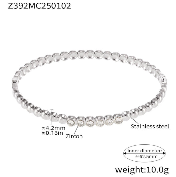 Wholesale Women's Geometric Ferris Wheel Inlaid Zircon Stainless Steel Shell Beads Pvd Vacuum Goldplated Electroplated Bracelet
