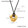 Wholesale Women's Geometric Ferris Wheel Jewelry Adjustable Necklace With Leather Rope Titanium Steel 18K Real Gold Pvd Plated