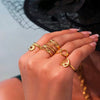 Wholesale Women's Geometric Ferris Wheel Opening Love Stainless Steel 18K Gold Plated Finger Ring