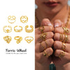 Wholesale Women's Geometric Ferris Wheel Opening Love Stainless Steel 18K Gold Plated Finger Ring