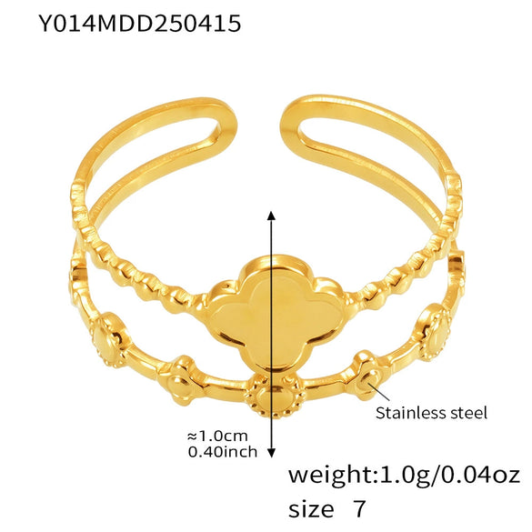 Wholesale Women's Geometric Ferris Wheel Opening Love Stainless Steel 18K Gold Plated Finger Ring