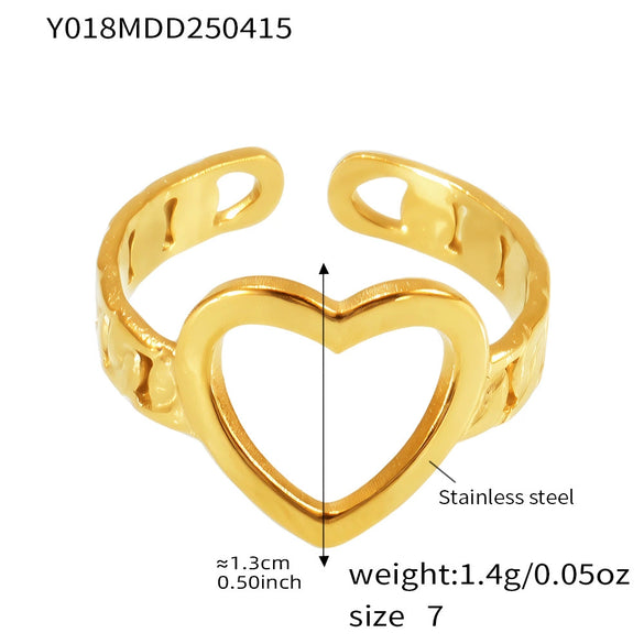 Wholesale Women's Geometric Ferris Wheel Opening Love Stainless Steel 18K Gold Plated Finger Ring
