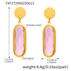 Wholesale Women's Geometric Ferris Wheel Rectangular Inlaid Glass Stone Stainless Steel Electroplated Tassel Earrings