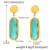 Wholesale Women's Geometric Ferris Wheel Rectangular Inlaid Glass Stone Stainless Steel Electroplated Tassel Earrings