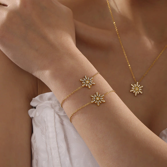 Wholesale Women's Geometric Ferris Wheel Snowflake Bracelet Titanium Steel 18K Gold Pvd Plated Jewelry