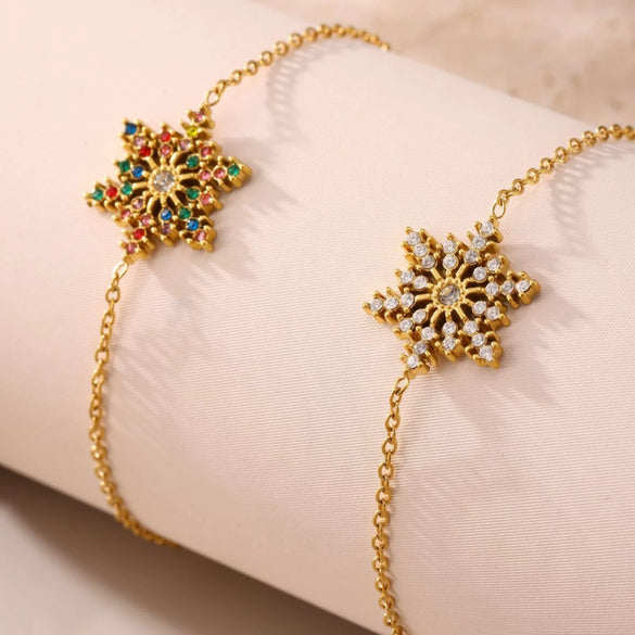 Wholesale Women's Geometric Ferris Wheel Snowflake Bracelet Titanium Steel 18K Gold Pvd Plated Jewelry