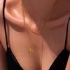 Wholesale Women's Geometric Ferris Wheel Sun Pendant Necklace In Titanium Steel And Stainless Steel With 18K Gold Electroplating
