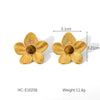 Wholesale Women's Geometric Five Petal Flower Stainless Steel Electroplated Earrings