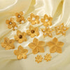 Wholesale Women's Geometric Five Petal Flower Stainless Steel Electroplated Earrings