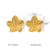 Wholesale Women's Geometric Five Petal Flower Stainless Steel Electroplated Earrings