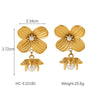 Wholesale Women's Geometric Five Petal Flower Stainless Steel Electroplated Earrings