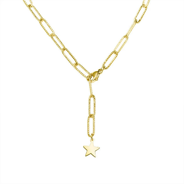 Wholesale Women's Geometric Fivepointed Star Titanium Steel 18 Gold Plated Necklace Jewelry