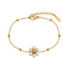 Wholesale Women's Geometric Floral Pearl Stainless Steel Electroplated Bracelet With Original Design