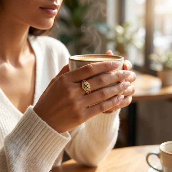 Wholesale Women's Geometric Flower Copper Zircon Electroplated Ring
