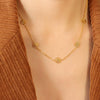 Wholesale Women's Geometric Flower Design Goldplated Titanium Steel Necklace