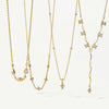 Wholesale Women's Geometric Flower Drop Shape Stainless Steel Necklace With Pvd Furnace Vacuum Real Gold Plating