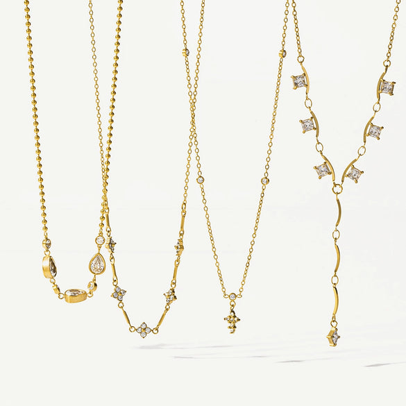 Wholesale Women's Geometric Flower Drop Shape Stainless Steel Necklace With Pvd Furnace Vacuum Real Gold Plating