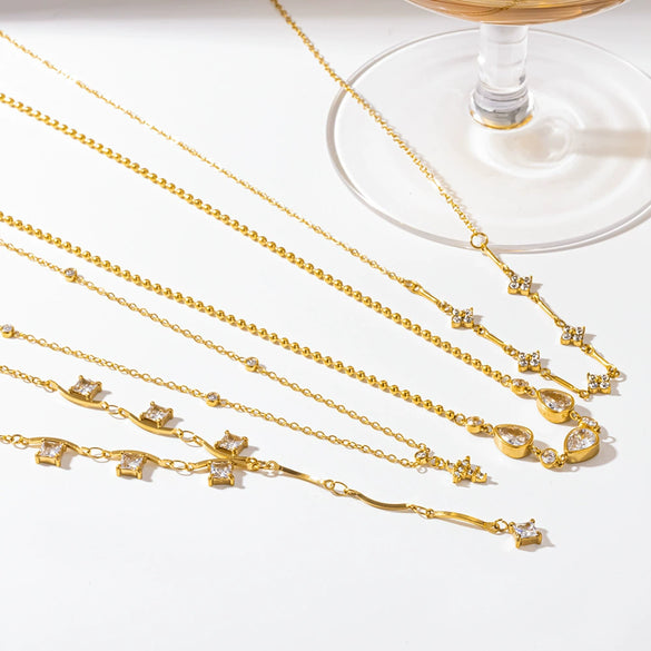 Wholesale Women's Geometric Flower Drop Shape Stainless Steel Necklace With Pvd Furnace Vacuum Real Gold Plating
