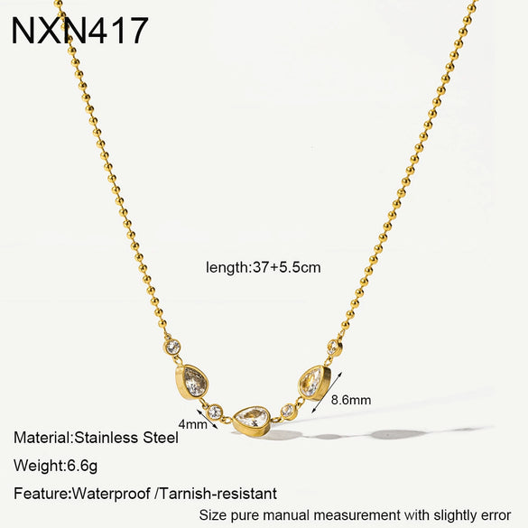 Wholesale Women's Geometric Flower Drop Shape Stainless Steel Necklace With Pvd Furnace Vacuum Real Gold Plating
