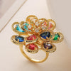 Wholesale Women's Geometric Flower Open Ring Copper Electroplating Zircon Fashion Luxury