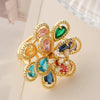 Wholesale Women's Geometric Flower Open Ring Copper Electroplating Zircon Fashion Luxury