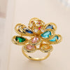 Wholesale Women's Geometric Flower Open Ring Copper Electroplating Zircon Fashion Luxury