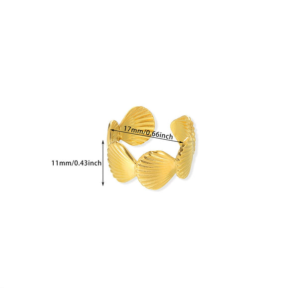 Wholesale Women's Geometric Flower Stainless Steel Gold Plated Open Sunflower Ring