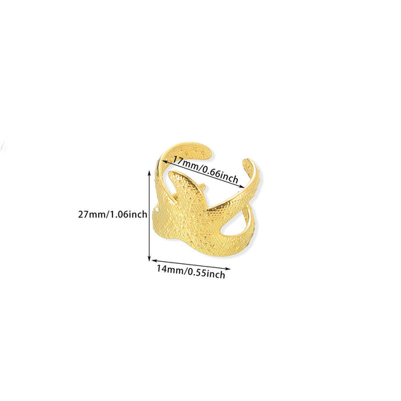 Wholesale Women's Geometric Flower Stainless Steel Gold Plated Open Sunflower Ring