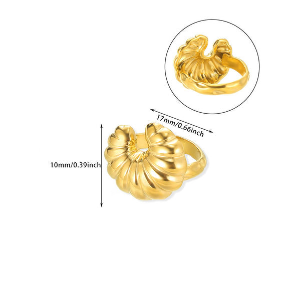 Wholesale Women's Geometric Flower Stainless Steel Gold Plated Open Sunflower Ring