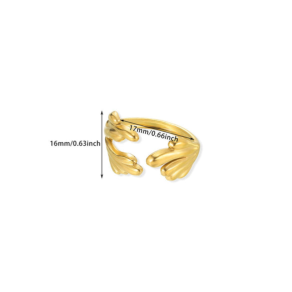 Wholesale Women's Geometric Flower Stainless Steel Gold Plated Open Sunflower Ring