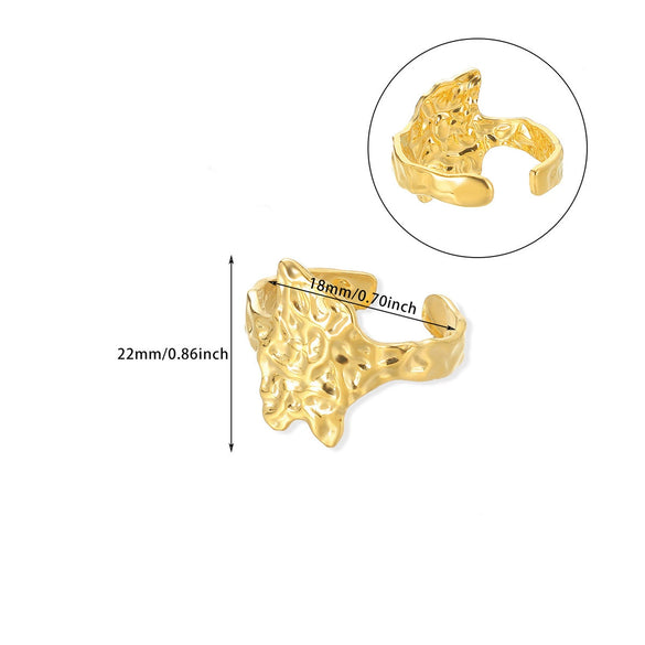 Wholesale Women's Geometric Flower Stainless Steel Gold Plated Open Sunflower Ring