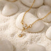Wholesale Women's Geometric Flowershaped Zircon And Pearl Pendant Necklace With 18K Gold Texture Electroplated Flash O Chain Gentle Chic Style