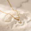 Wholesale Women's Geometric Flowershaped Zircon And Pearl Pendant Necklace With 18K Gold Texture Electroplated Flash O Chain Gentle Chic Style