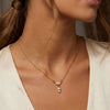 Wholesale Women's Geometric Flowershaped Zircon And Pearl Pendant Necklace With 18K Gold Texture Electroplated Flash O Chain Gentle Chic Style