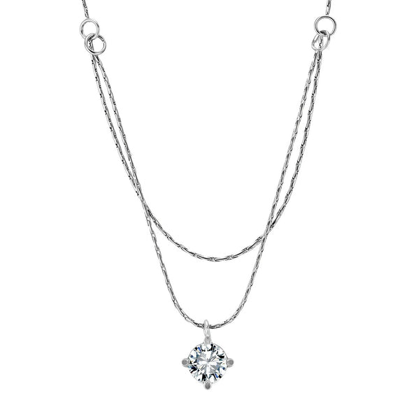 Wholesale Women's Geometric Fourclaw Zircon Pendant Necklace With Real Gold Plating And Calendering Chain