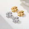 Wholesale Women's Geometric Fourleaf Clover Stainless Steel 18K Gold Electroplated Earrings Fashion Jewelry