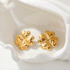 Wholesale Women's Geometric Fourleaf Clover Stainless Steel 18K Gold Electroplated Earrings Fashion Jewelry