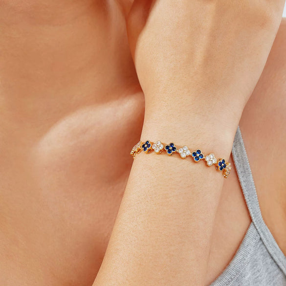 Wholesale Women's Geometric Fourleaf Clover Zircon Copper Bracelet Luxury Minimalist Design