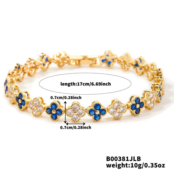 Wholesale Women's Geometric Fourleaf Clover Zircon Copper Bracelet Luxury Minimalist Design
