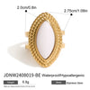 Wholesale Women's Geometric French Retro Stainless Steel Agate Inlaid Horse Eye Shaped Ring Jewelry
