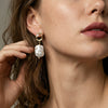 Wholesale Women's Geometric Freshwater Pearl And Zirconia 925 Silver Earrings