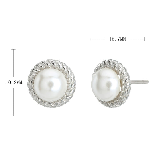 Wholesale Women's Geometric Freshwater Pearl S925 Sterling Silver Earrings