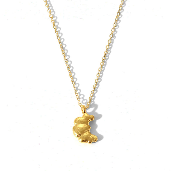 Wholesale Women's Geometric Fruit Food Style Croissant Pendant Necklace Made Of Stainless Steel And Titanium Steel With Electroplating